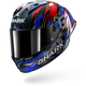 Shark motorcycle helmet with colorful design on a white background