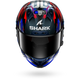 Shark motorcycle helmet with colorful design on a white background