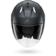 Black motorcycle helmet with clear visor on a white background