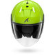 Yellow motorcycle helmet with clear visor on a white background