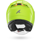 Green motorcycle helmet with a brand logo on a white background