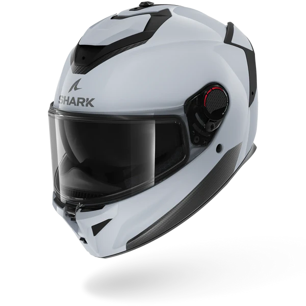 White motorcycle helmet with black accents on a white background