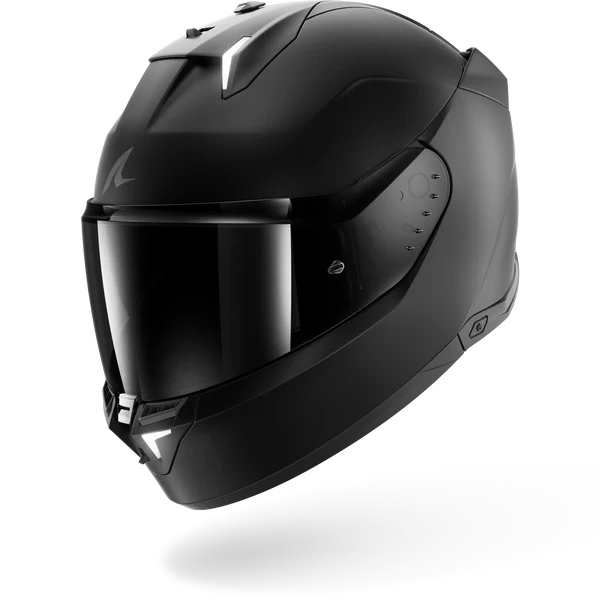 Black motorcycle helmet on a white background