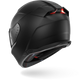 Black motorcycle helmet with red light on a white background